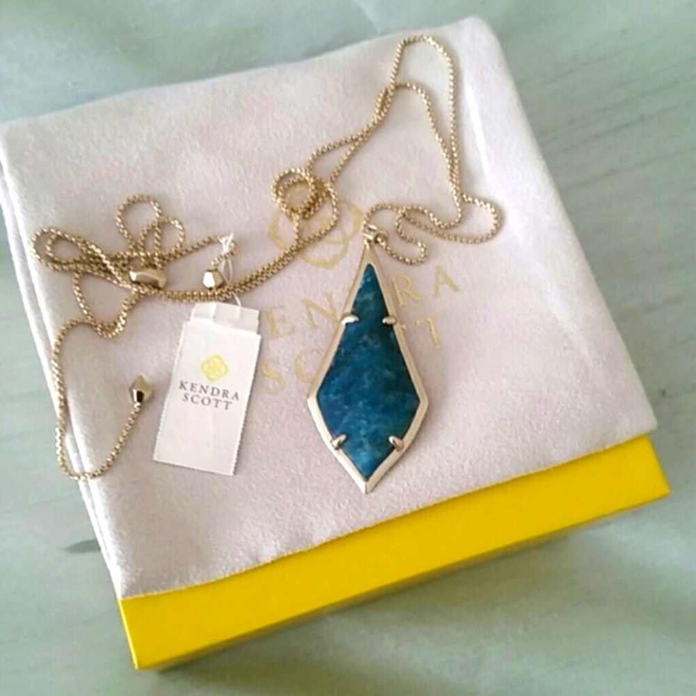 Kendra Scott Aqua Apatite Damon necklace NWT